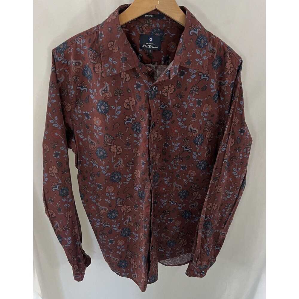 Ben Sherman Maroon Paisley Long Sleeve Button Down Shirt  Medium